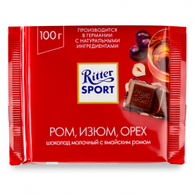 Шоколад "Ritter Sport", Ром Изюм Орех 100 гр. фото