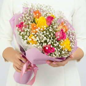 Букет "Роза и Гипсофила" мини фото