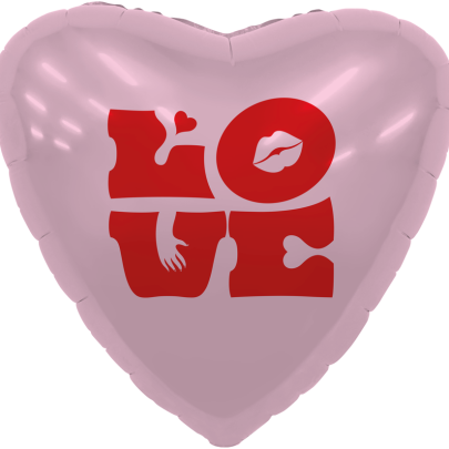 Шар (18/46 см.) "Сердце, LOVE" (фольга/гелий) фото