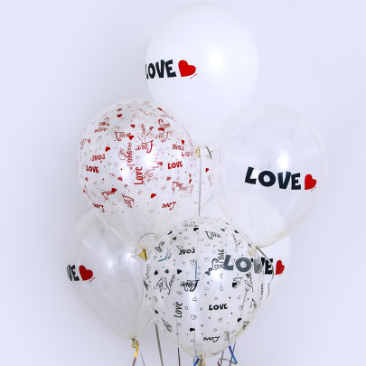 Набор Воздушных Шаров "Любовь, Белый, Прозрачный" фото