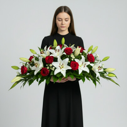 Траурная Композиция "Лилия и Роза"фото