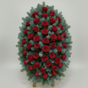 Траурный Венок из Розы Красной и Нобилиса (60 см) фото