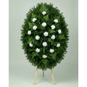 Траурный Венок из Зелень и Белая Гвоздика фото