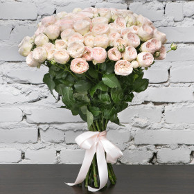 25 Кустовых Пионовидных Светло-Розовых Роз (60 см.) фото