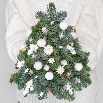 Новогодняя ёлка белая (25 см.) фото