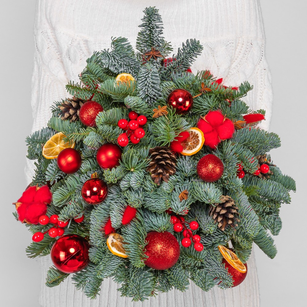 Новогодняя ёлка красная (35 см.) фото